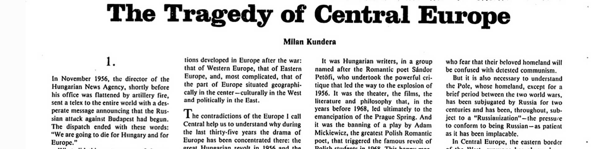 Милан Кундера и мит о Средњој Европи: Култура, политика или метеорологија