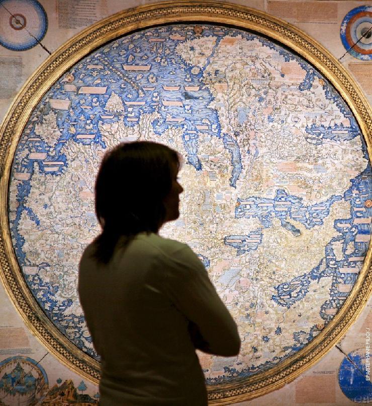 Мапа света венецијанског монаха Фра Маура из 1459. у Немачком историјском музеју у Берлину